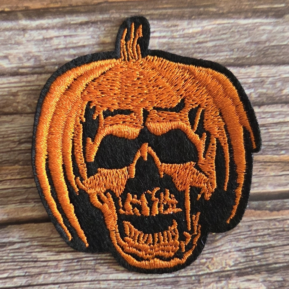 Halloween Pumpkin Skull Head Skeleton Goth Horror Gothic Iron on Patch